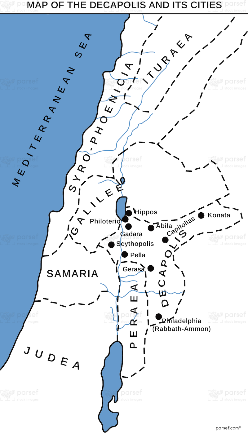 Decapolis and its Cities Basic Map (300dpi High Res. Download) bible map