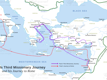 Acts Pauls Third Journey and Rome Map image
