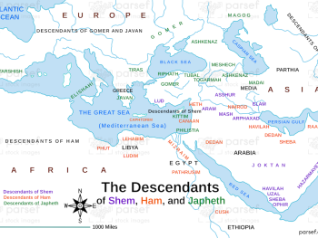 Shem, Ham, and Japheth’s Descendants Map image